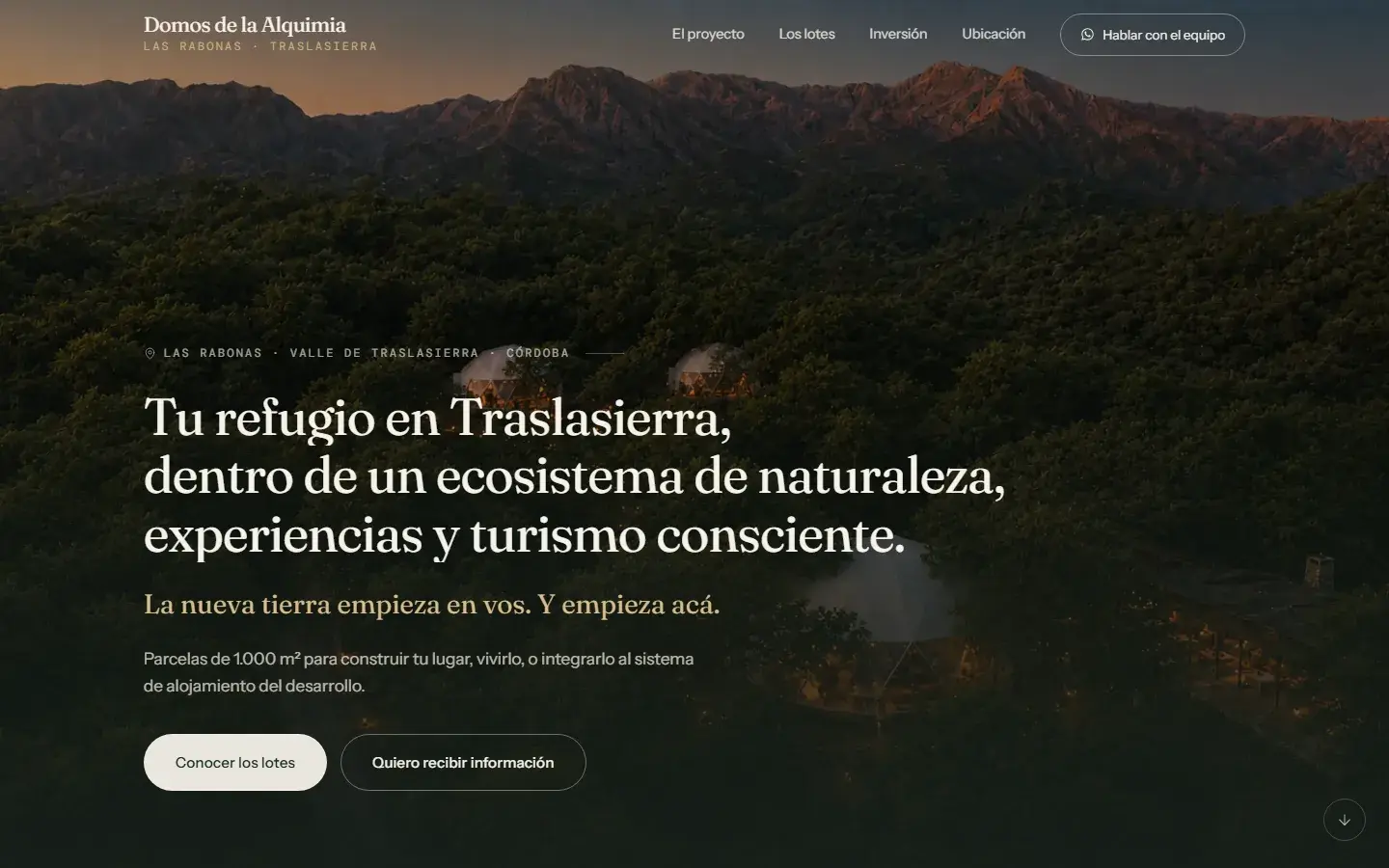 Captura del sitio Domos de la Alquimia